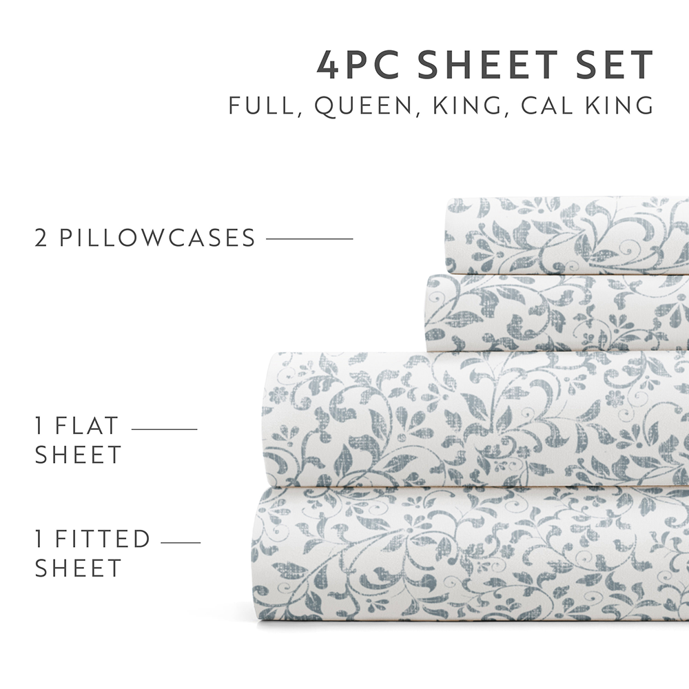 Distressed Vine 4-Piece Pattern Sheet Set (Sale) - Linens And Hutch