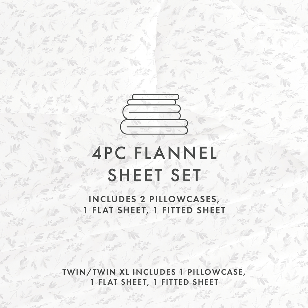 Botanical 4-Piece Flannel Sheet Set (Sale) - Linens And Hutch