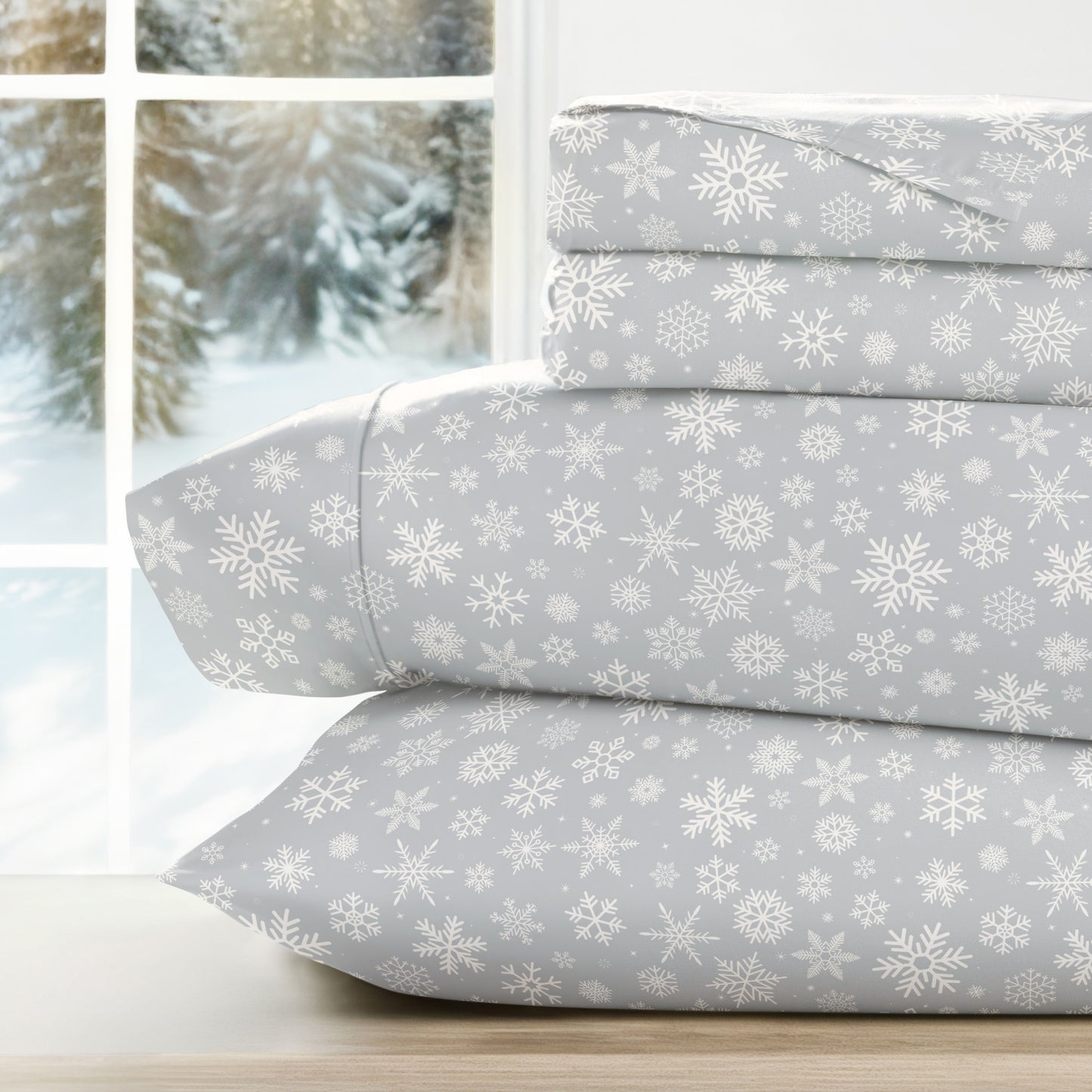 1 Let It Snow Patterned 4-Piece Sheet Set