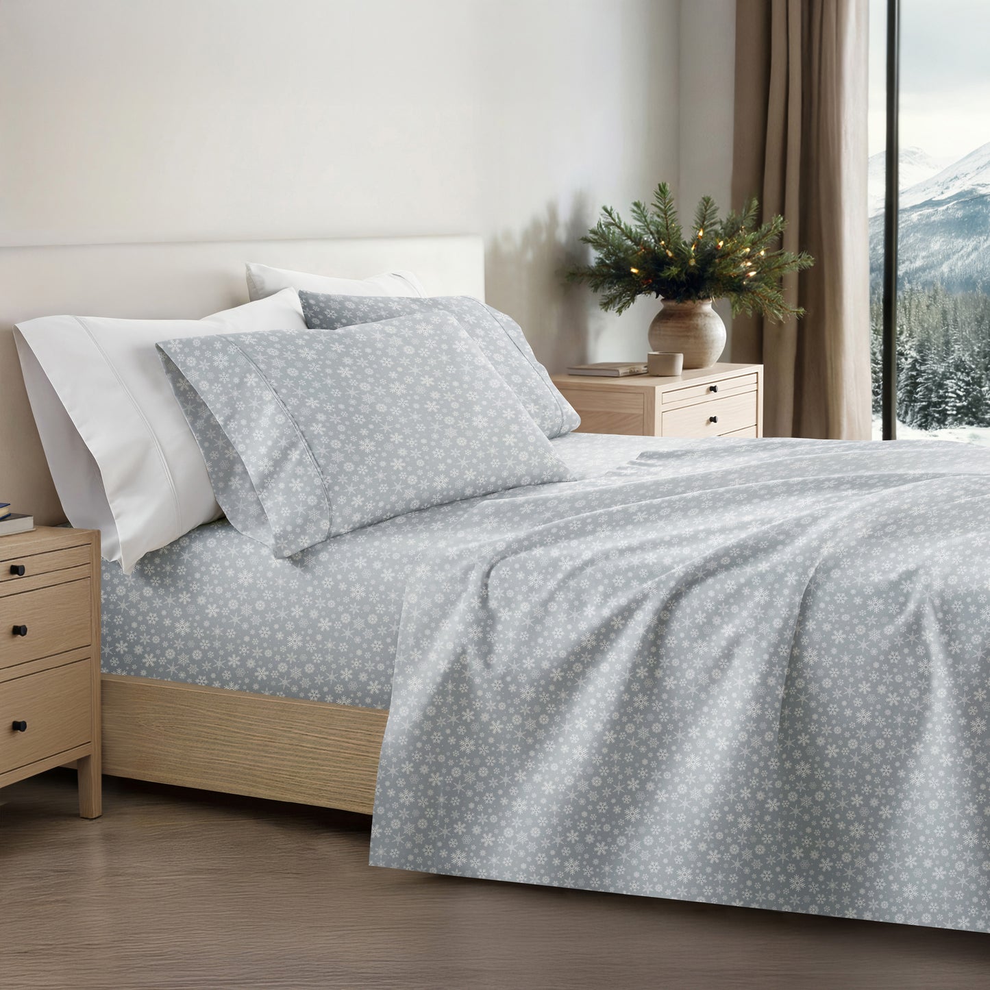 1 Let It Snow Patterned 4-Piece Sheet Set