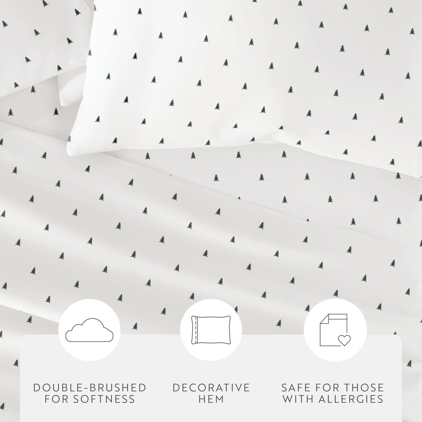 1 Pine Tree Patterned 4-Piece Sheet Set