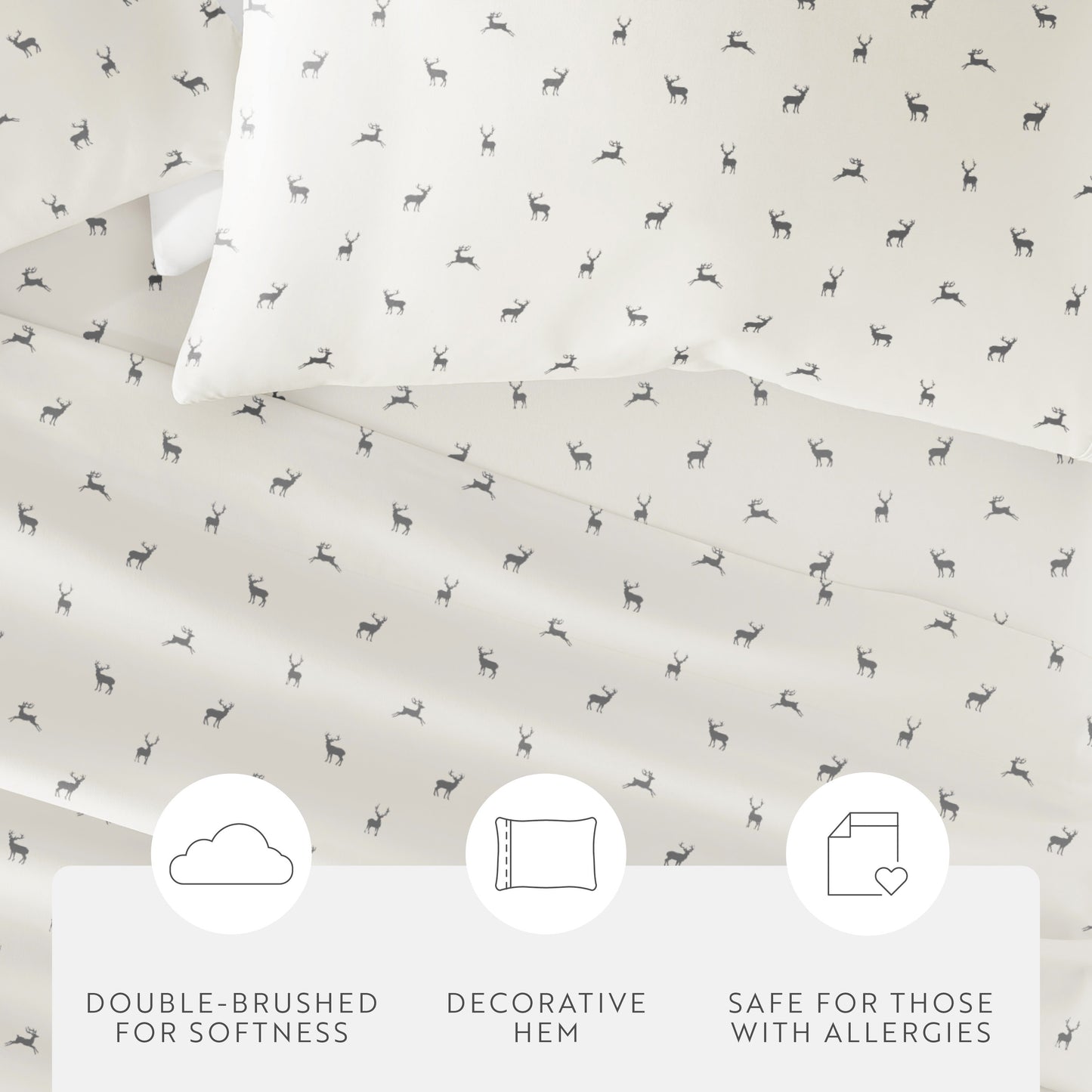 1 Reindeer Patterned 4-Piece Sheet Set
