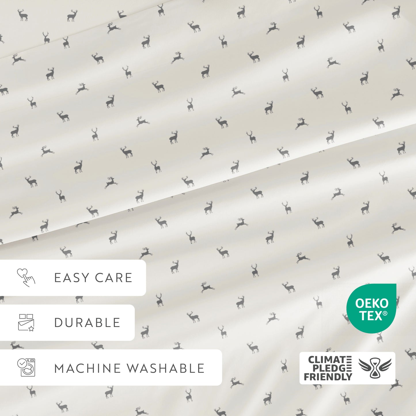 1 Reindeer Patterned 4-Piece Sheet Set