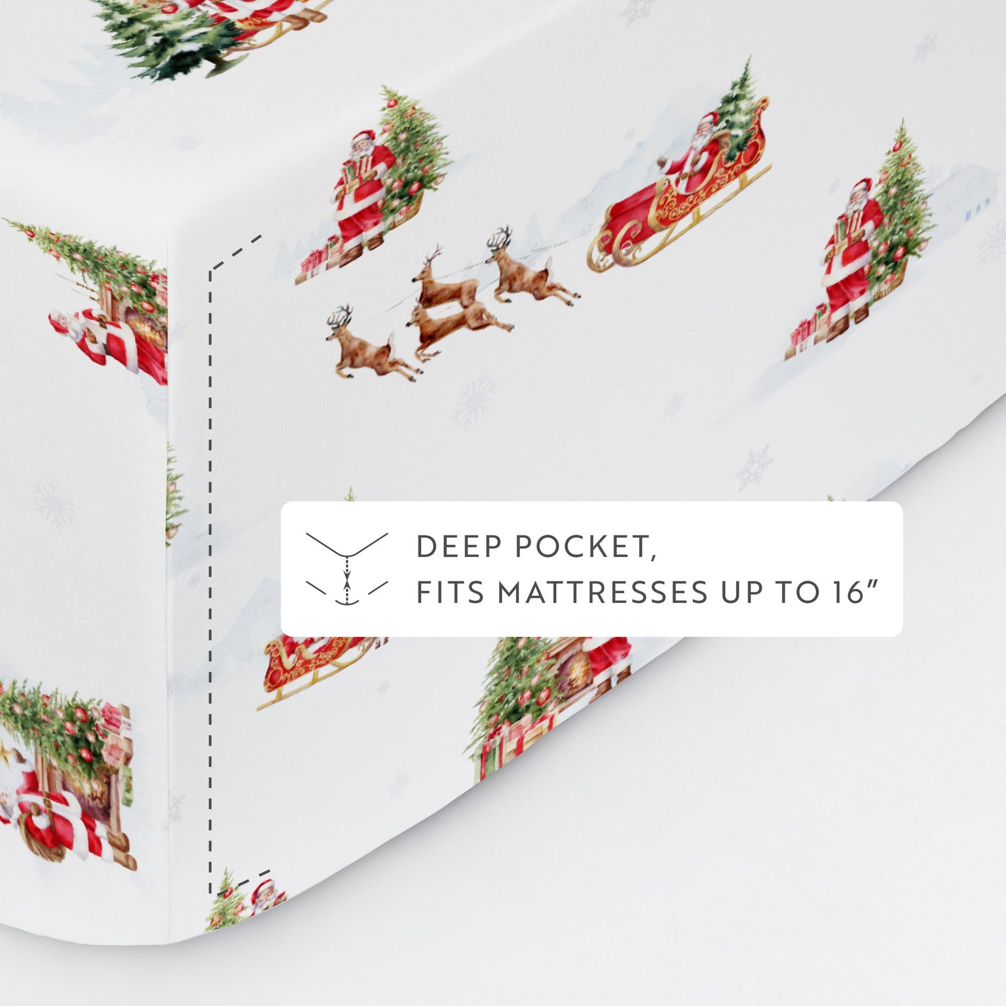 1 Vintage Santa Patterned 4-Piece Sheet Set