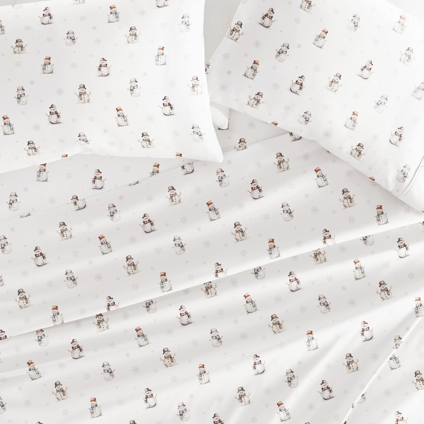 Vintage Snowman Patterned 4-Piece Sheet Set