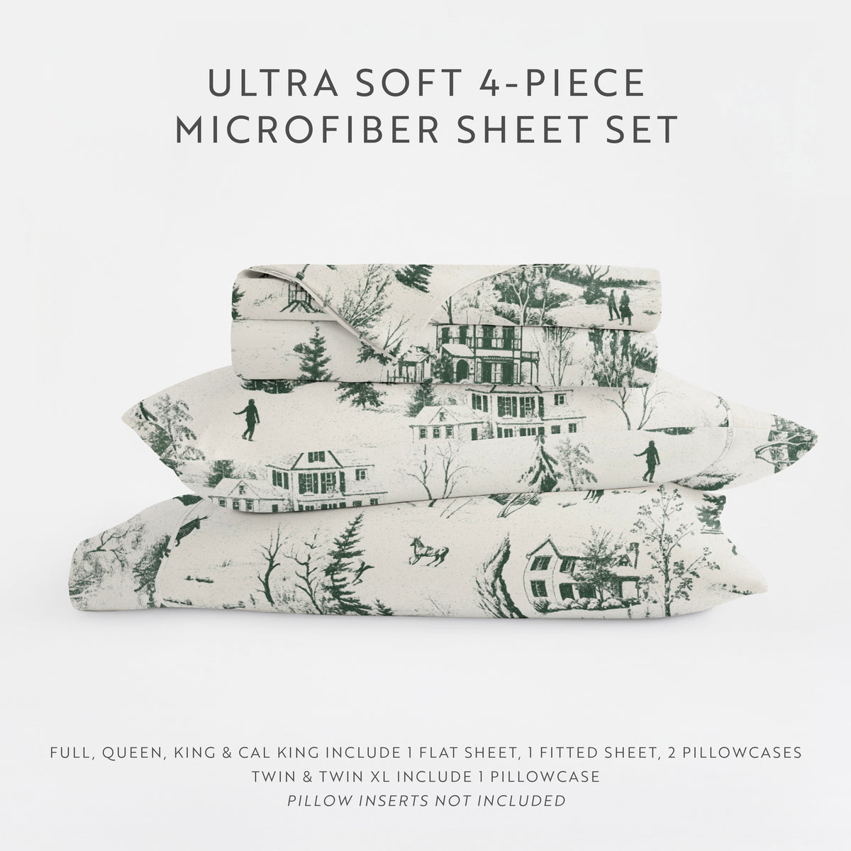Holiday Toile Pattern 4-Piece Sheet Set