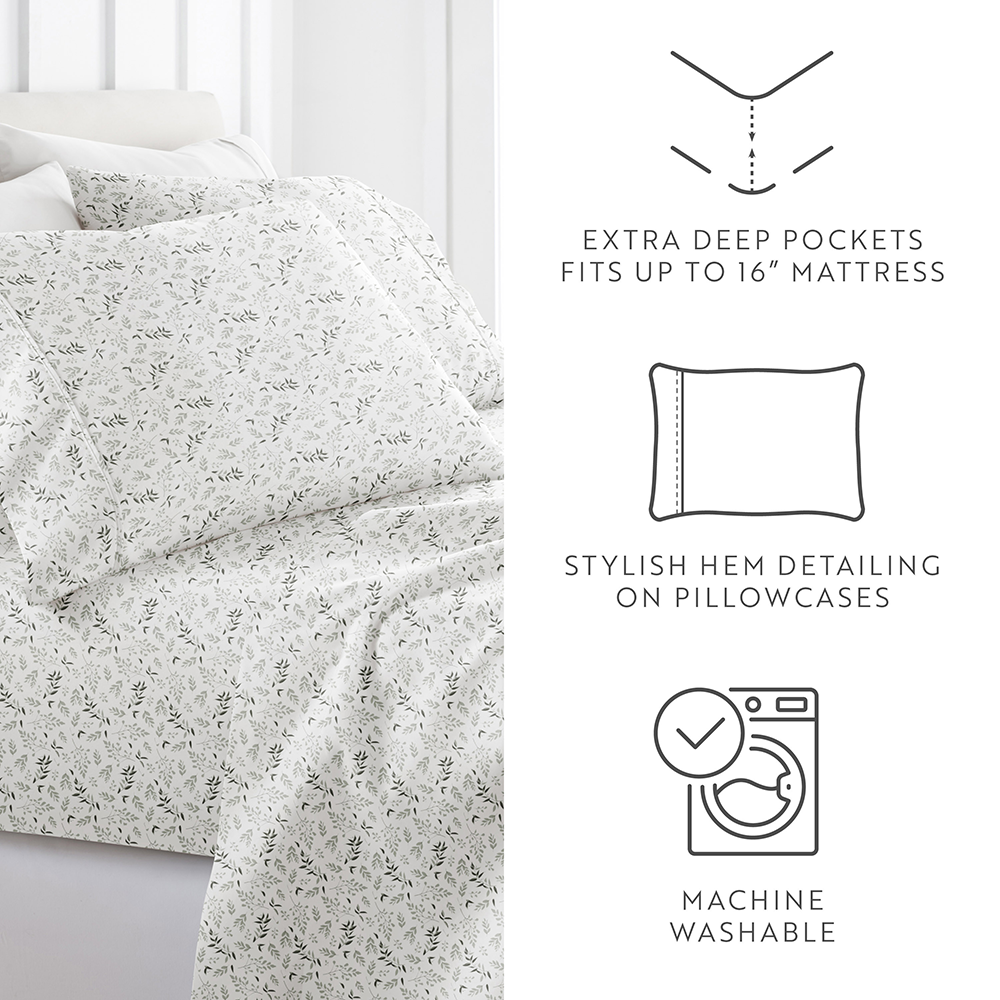 Tossed Foliage 4-Piece Pattern Sheet Set (Sale) - Linens And Hutch