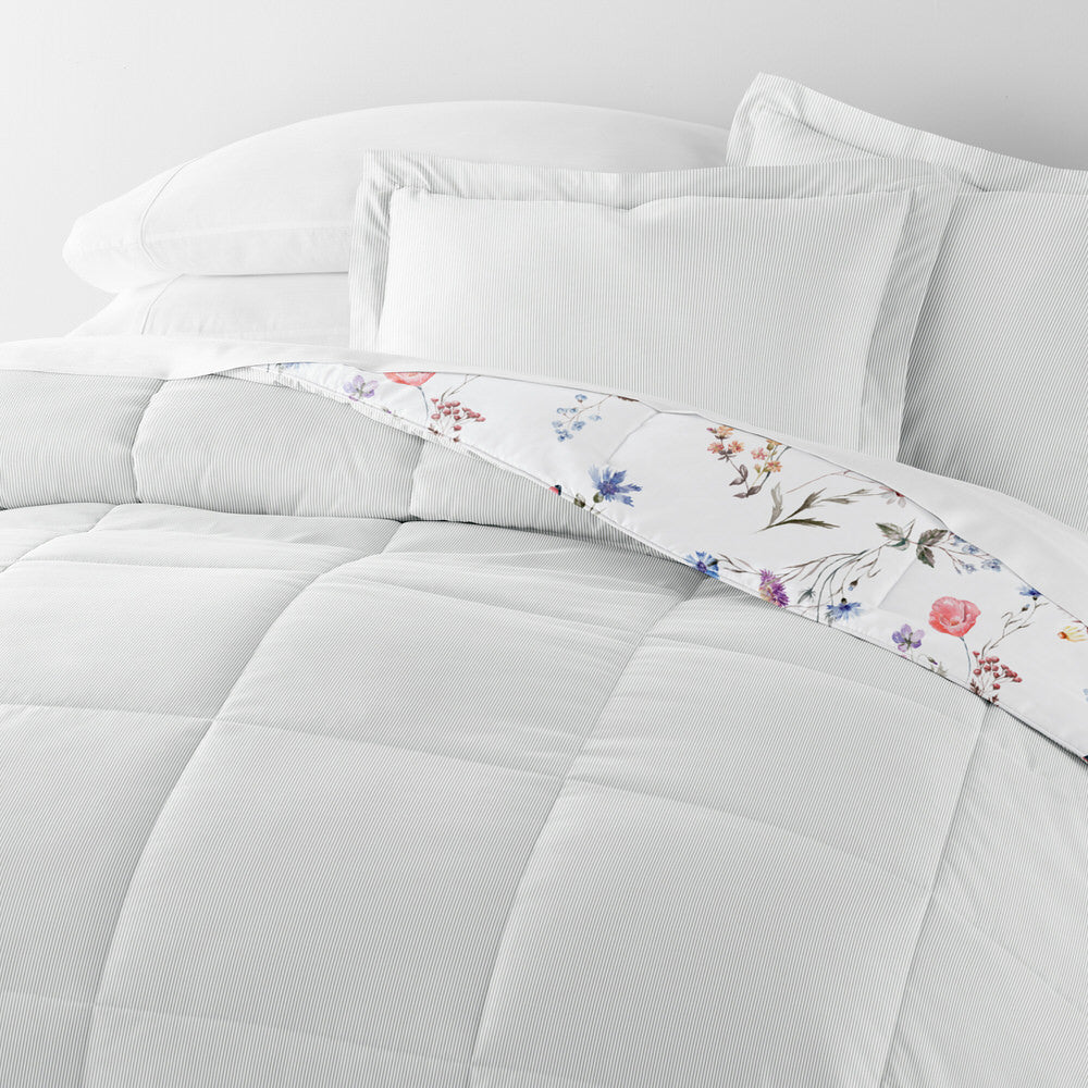 Meadow Floral Reversible Down-Alternative Comforter Set (Sale) - Linens And Hutch