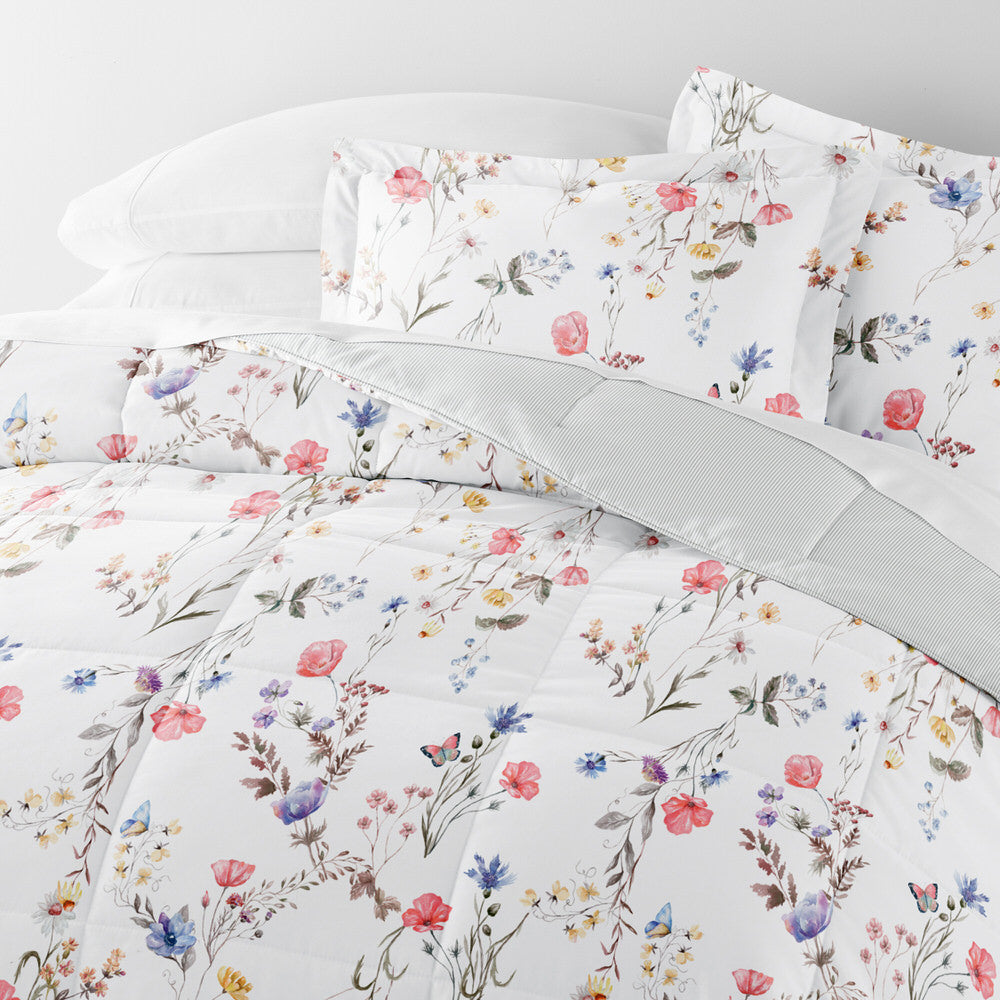 Meadow Floral Reversible Down-Alternative Comforter Set (Sale) - Linens And Hutch