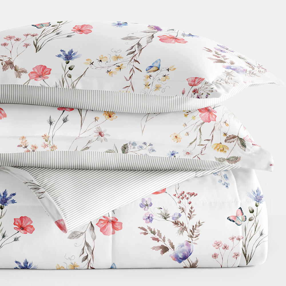 Meadow Floral Reversible Down-Alternative Comforter Set (Sale) - Linens And Hutch