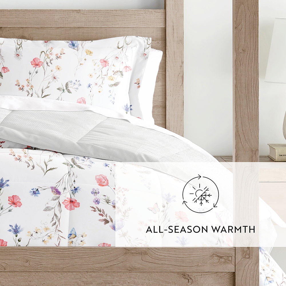 Meadow Floral Reversible Down-Alternative Comforter Set (Sale) - Linens And Hutch