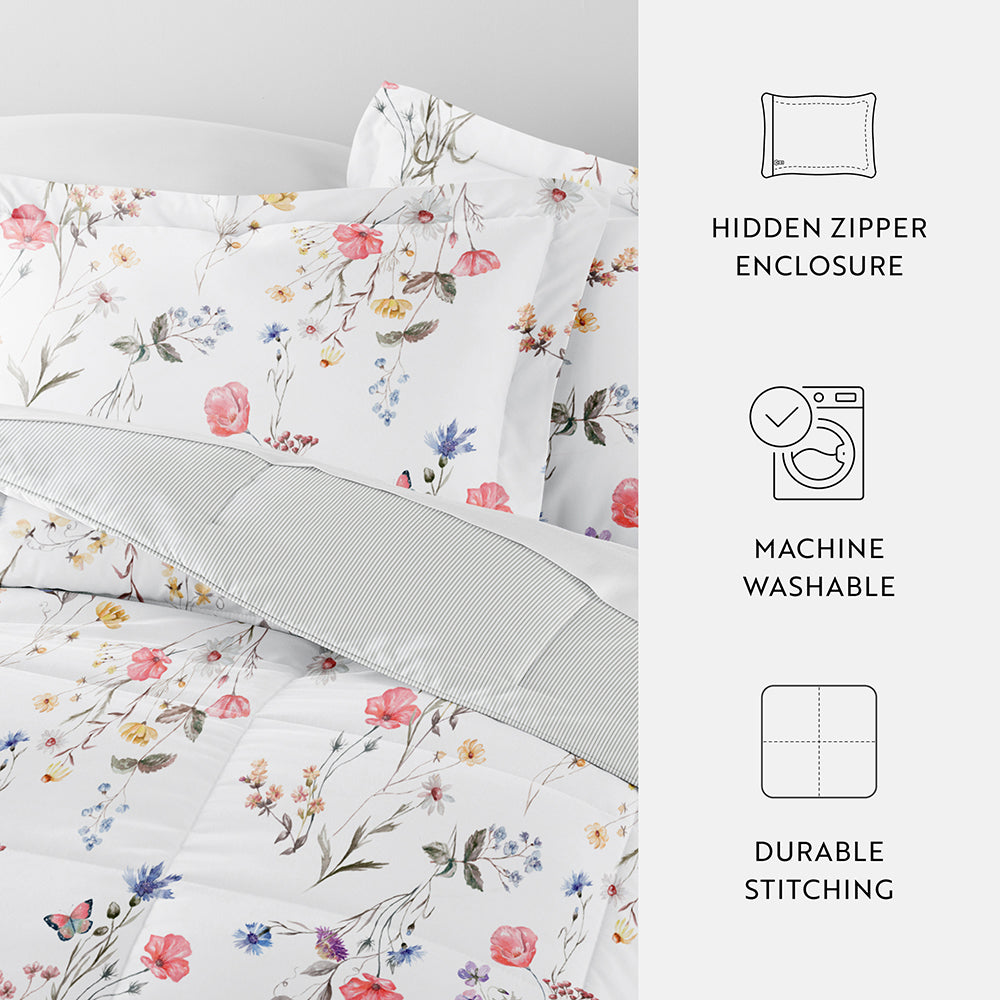 Meadow Floral Reversible Down-Alternative Comforter Set (Sale) - Linens And Hutch