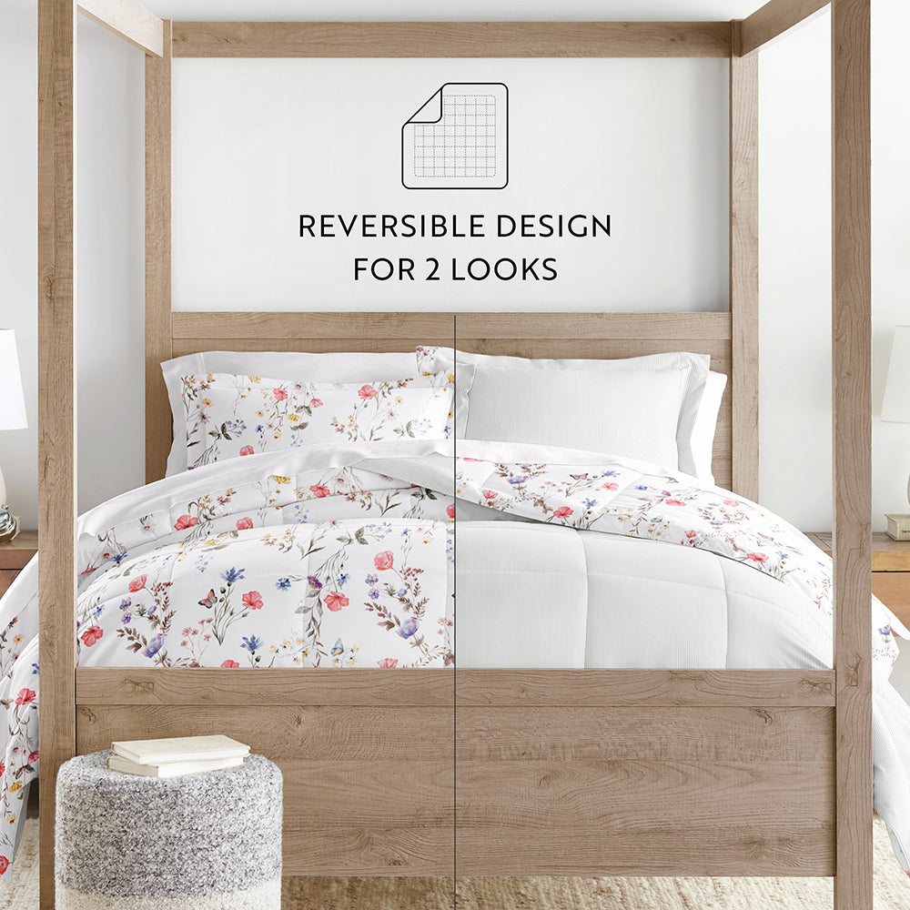 Meadow Floral Reversible Down-Alternative Comforter Set (Sale) - Linens And Hutch