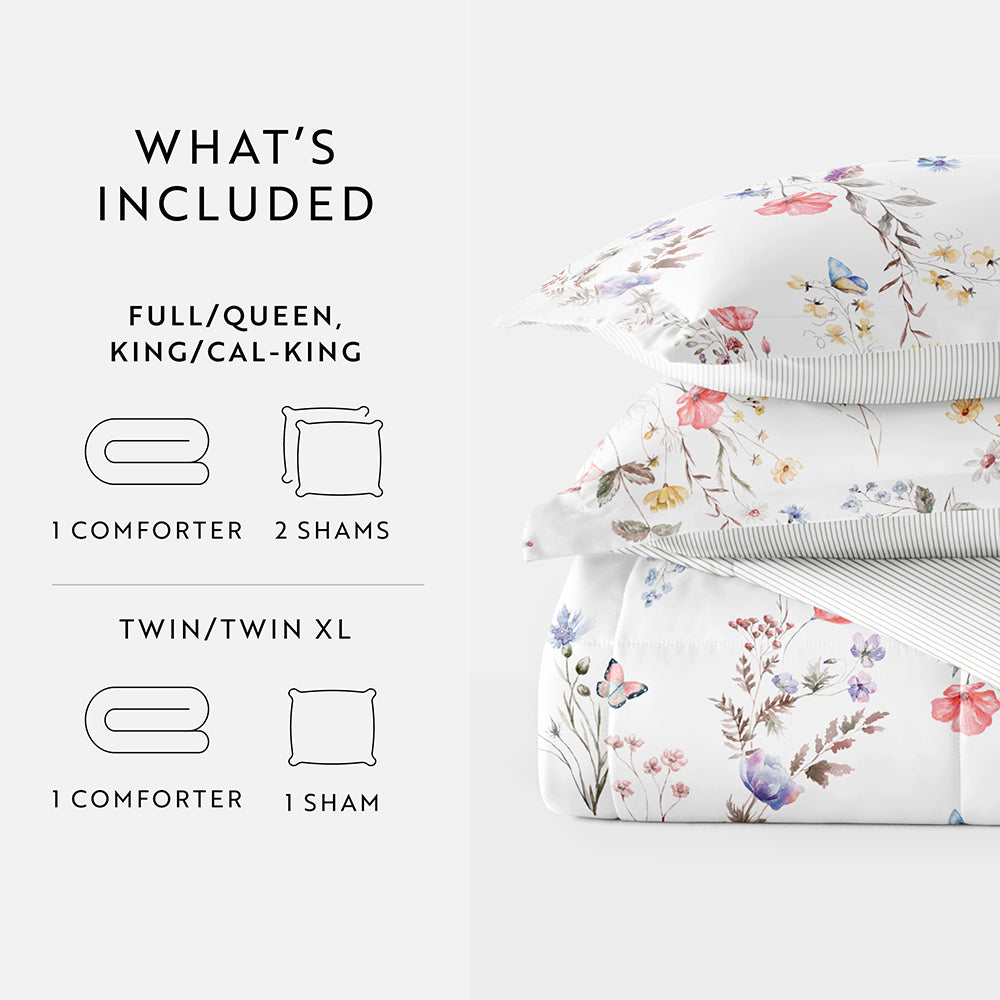 Meadow Floral Reversible Down-Alternative Comforter Set (Sale) - Linens And Hutch