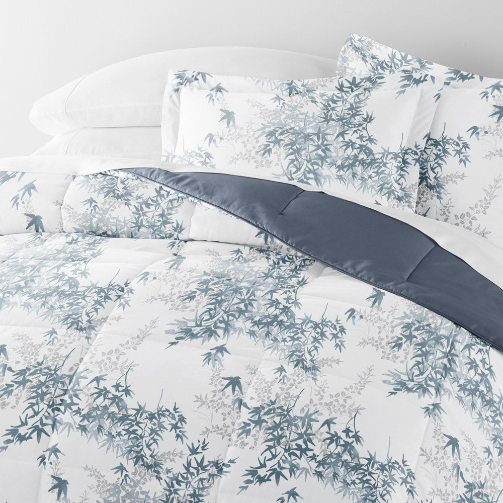 Bamboo Leaves Reversible Down-Alternative Comforter Set (Sale) - Linens And Hutch