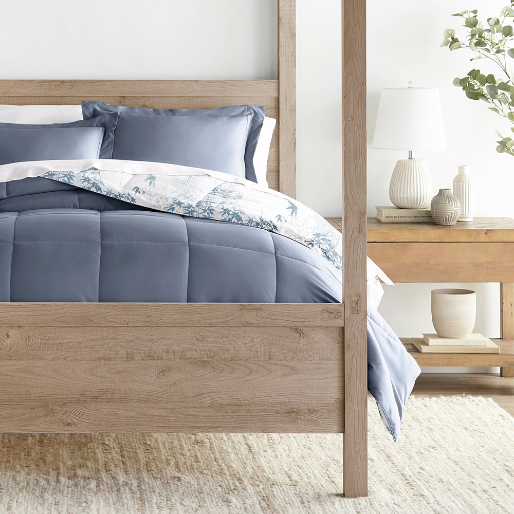 Bamboo Leaves Reversible Down-Alternative Comforter Set (Sale) - Linens And Hutch