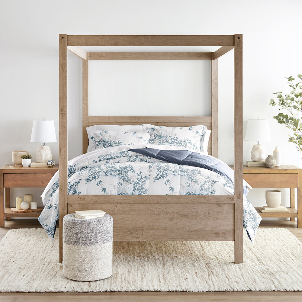 Bamboo Leaves Reversible Down-Alternative Comforter Set (Sale) - Linens And Hutch