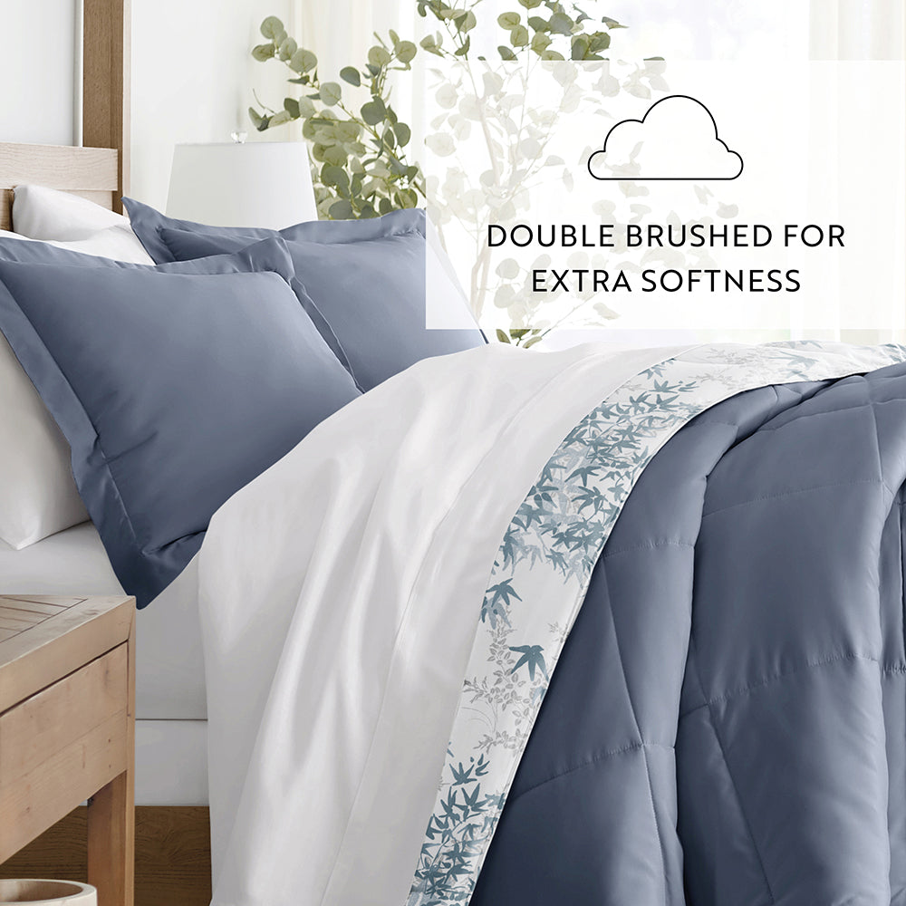 Bamboo Leaves Reversible Down-Alternative Comforter Set (Sale) - Linens And Hutch
