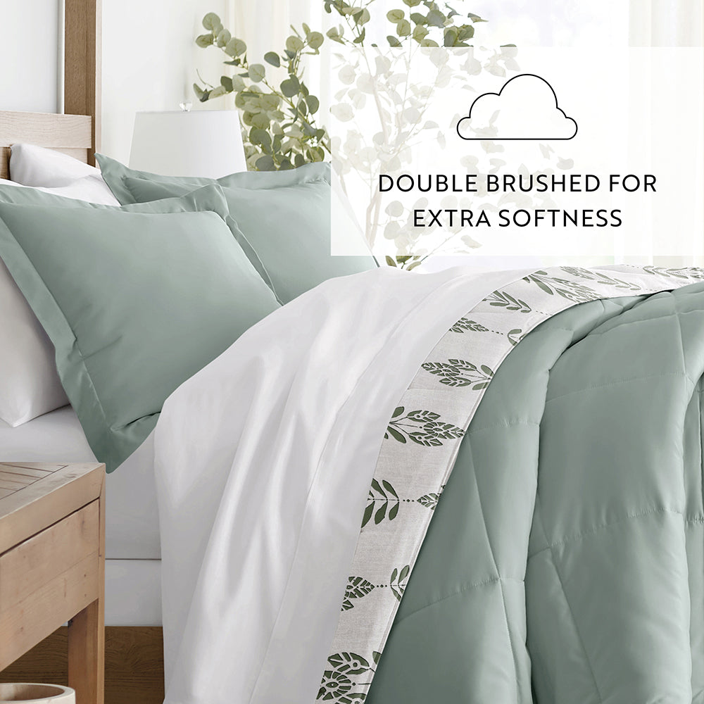 Folk Leaves Reversible Down-Alternative Comforter Set (Sale) - Linens And Hutch