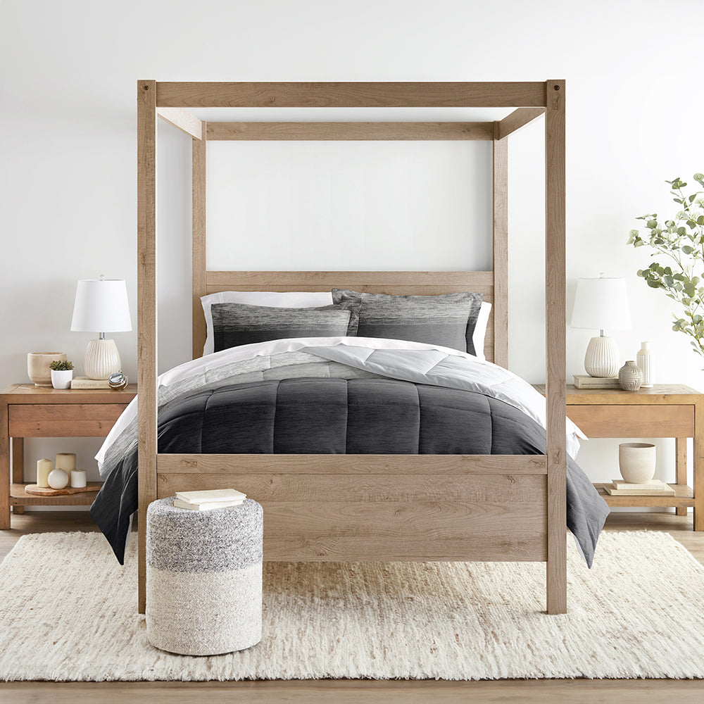 Gray Ombre Reversible Down-Alternative Comforter Set (Sale) - Linens And Hutch