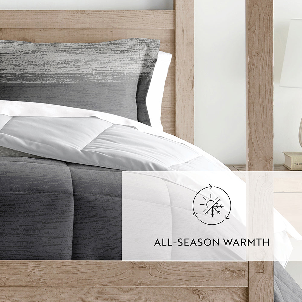 Gray Ombre Reversible Down-Alternative Comforter Set (Sale) - Linens And Hutch