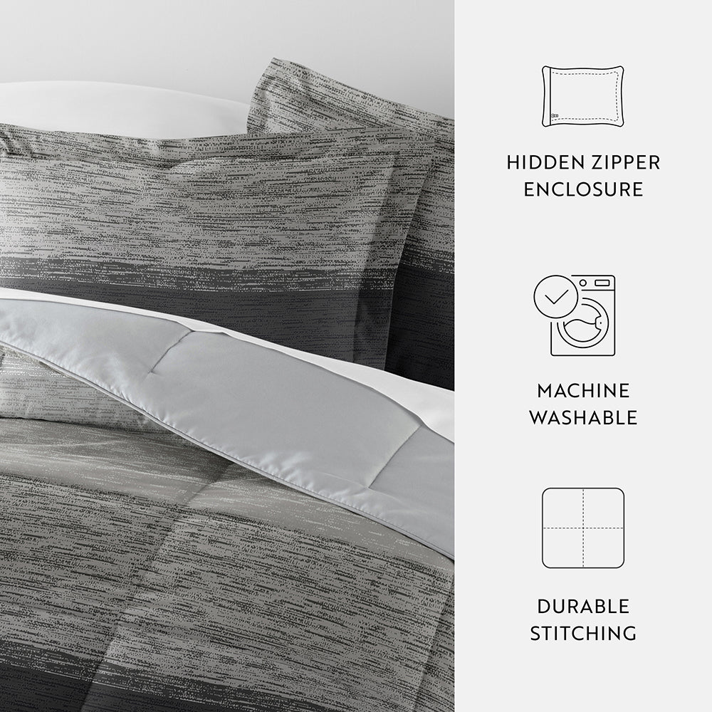 Gray Ombre Reversible Down-Alternative Comforter Set (Sale) - Linens And Hutch