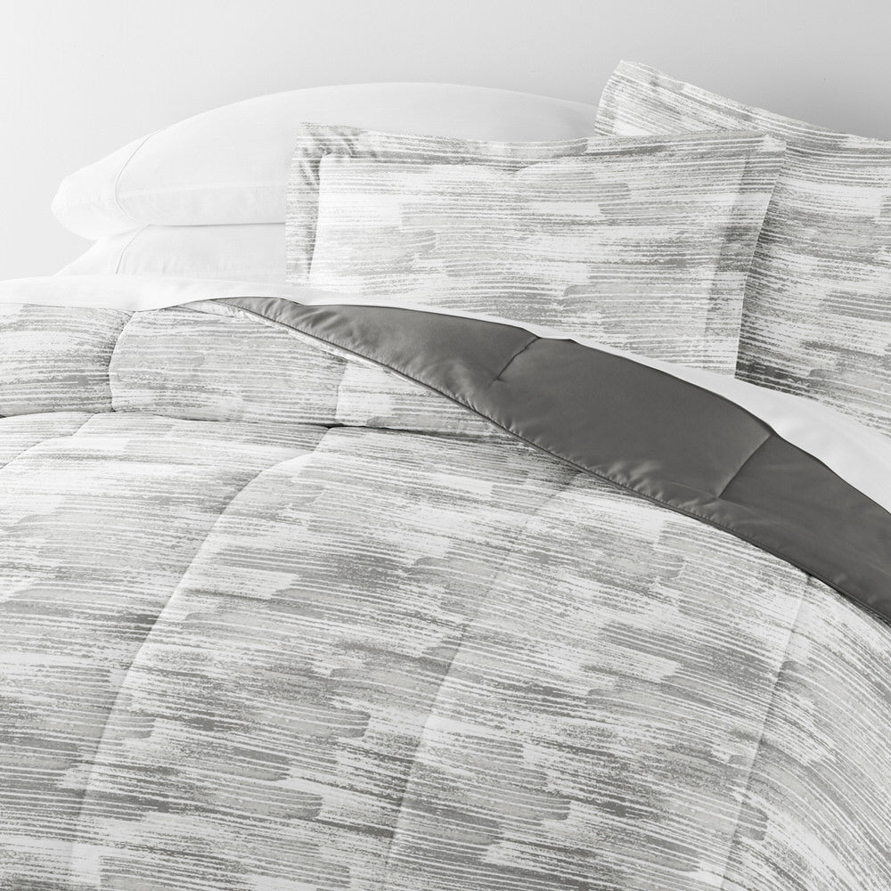 Textured Stripe Reversible Down-Alternative Comforter Set (Sale) - Linens And Hutch