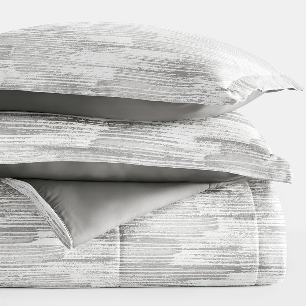 Textured Stripe Reversible Down-Alternative Comforter Set (Sale) - Linens And Hutch