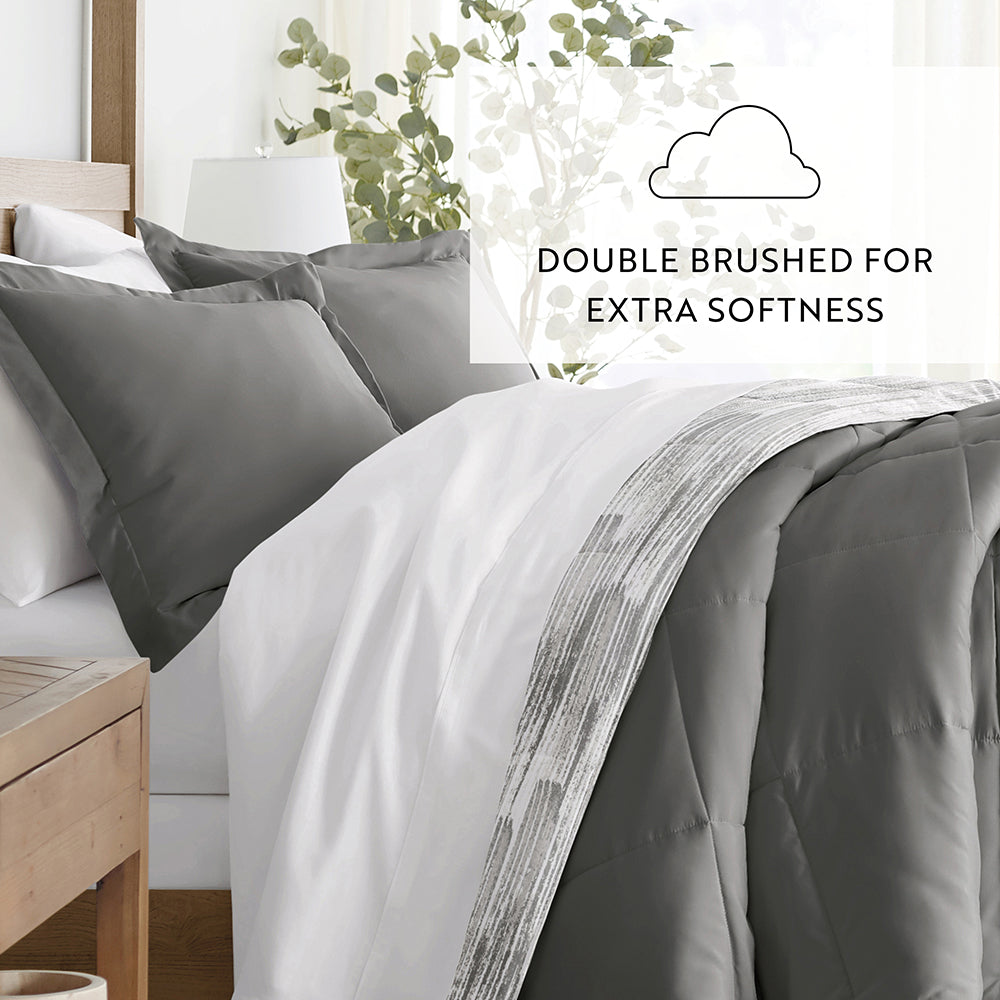 Textured Stripe Reversible Down-Alternative Comforter Set (Sale) - Linens And Hutch