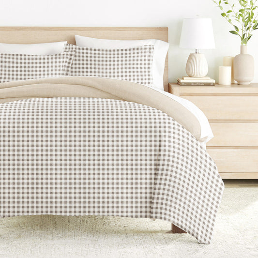 Gingham Check Pattern 3-Piece Reversible Duvet Cover Set (Sale) - Linens And Hutch
