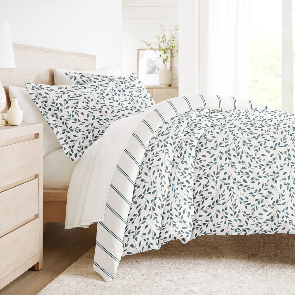 Watercolor Vines Pattern 3-Piece Reversible Duvet Cover Set (Sale) - Linens And Hutch