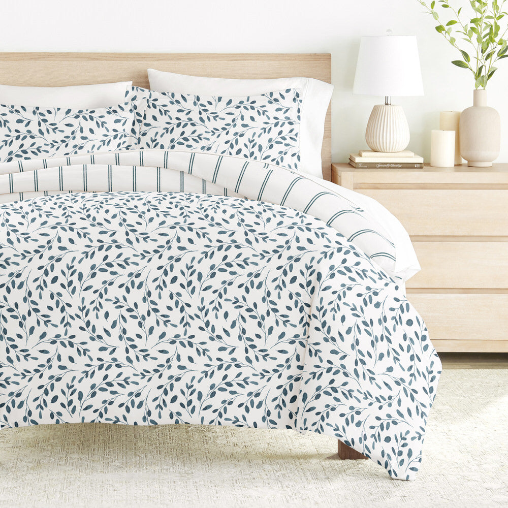 Watercolor Vines Pattern 3-Piece Reversible Duvet Cover Set (Sale) - Linens And Hutch