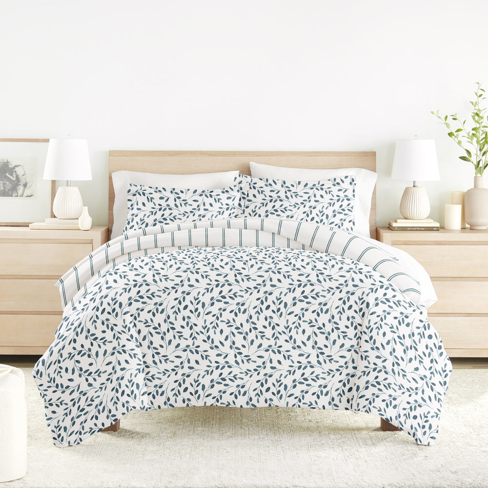 Watercolor Vines Pattern 3-Piece Reversible Duvet Cover Set (Sale) - Linens And Hutch