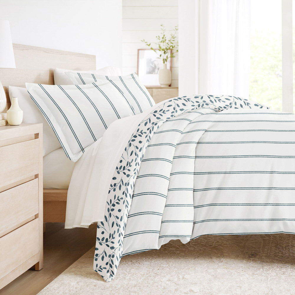 Watercolor Vines Pattern 3-Piece Reversible Duvet Cover Set (Sale) - Linens And Hutch