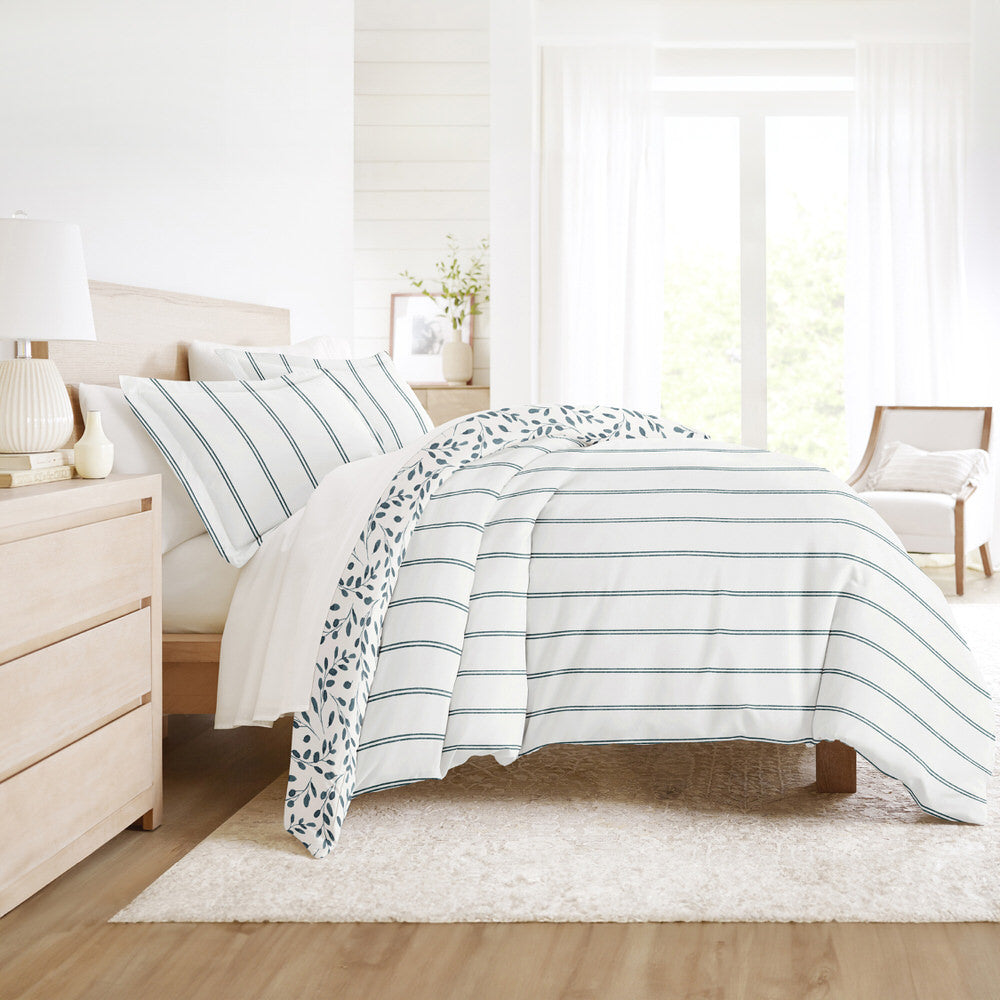 Watercolor Vines Pattern 3-Piece Reversible Duvet Cover Set (Sale) - Linens And Hutch