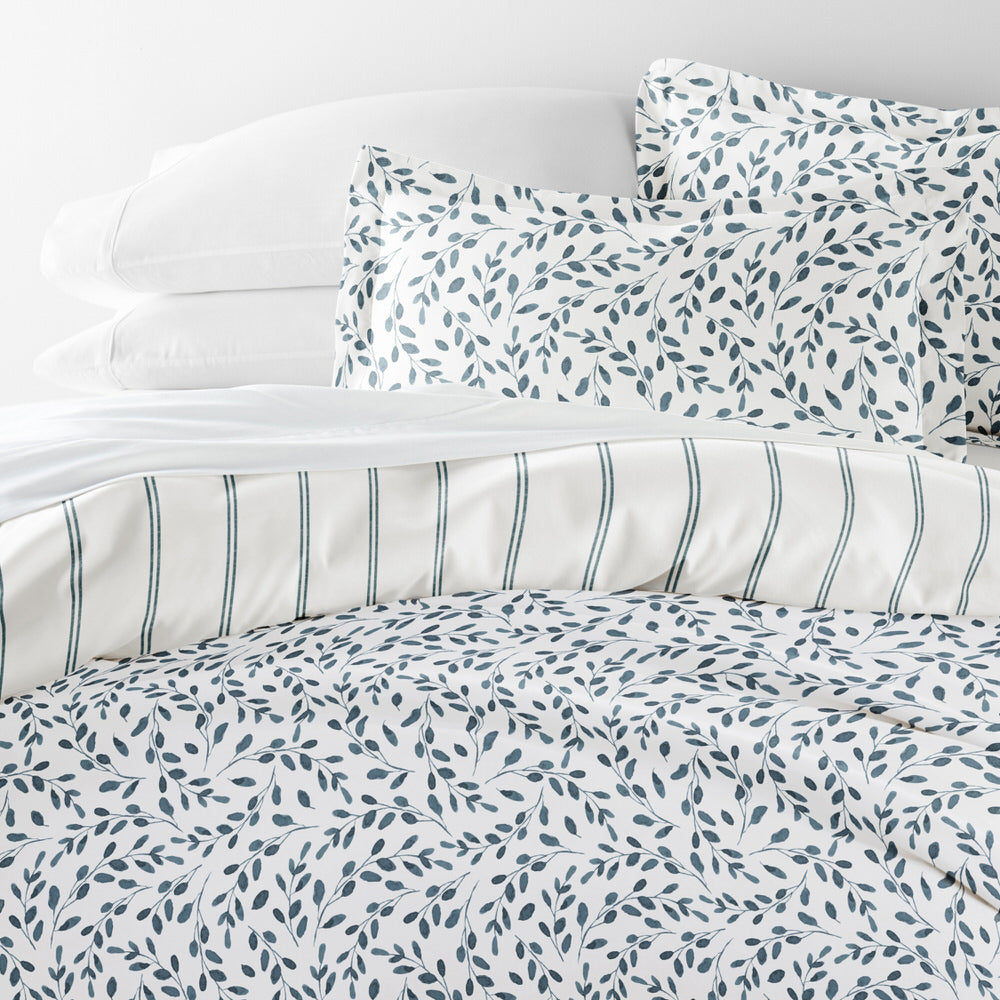 Watercolor Vines Pattern 3-Piece Reversible Duvet Cover Set (Sale) - Linens And Hutch