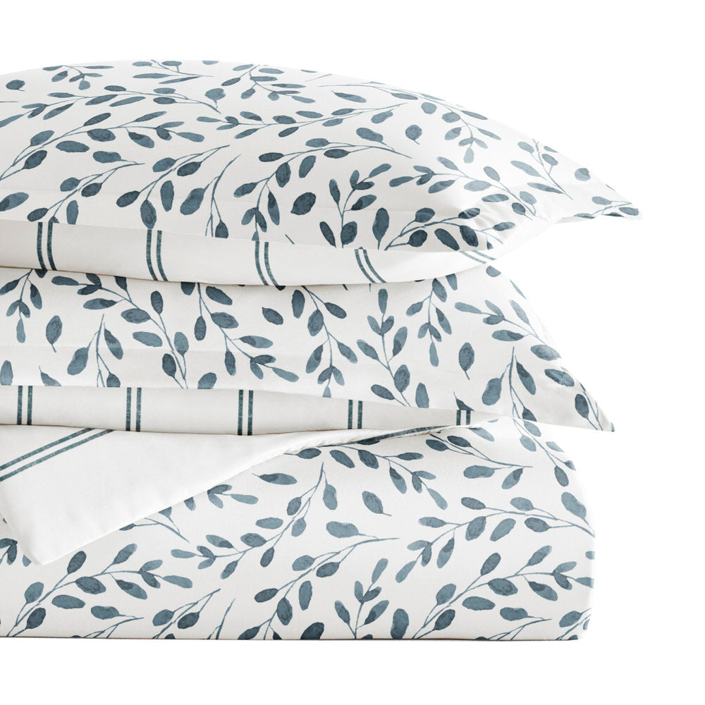 Watercolor Vines Pattern 3-Piece Reversible Duvet Cover Set (Sale) - Linens And Hutch