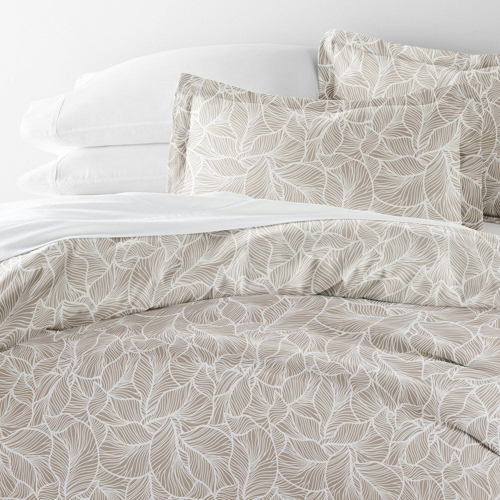 Linear Leaves Pattern 3-Piece Duvet Cover Set (Sale) - Linens And Hutch