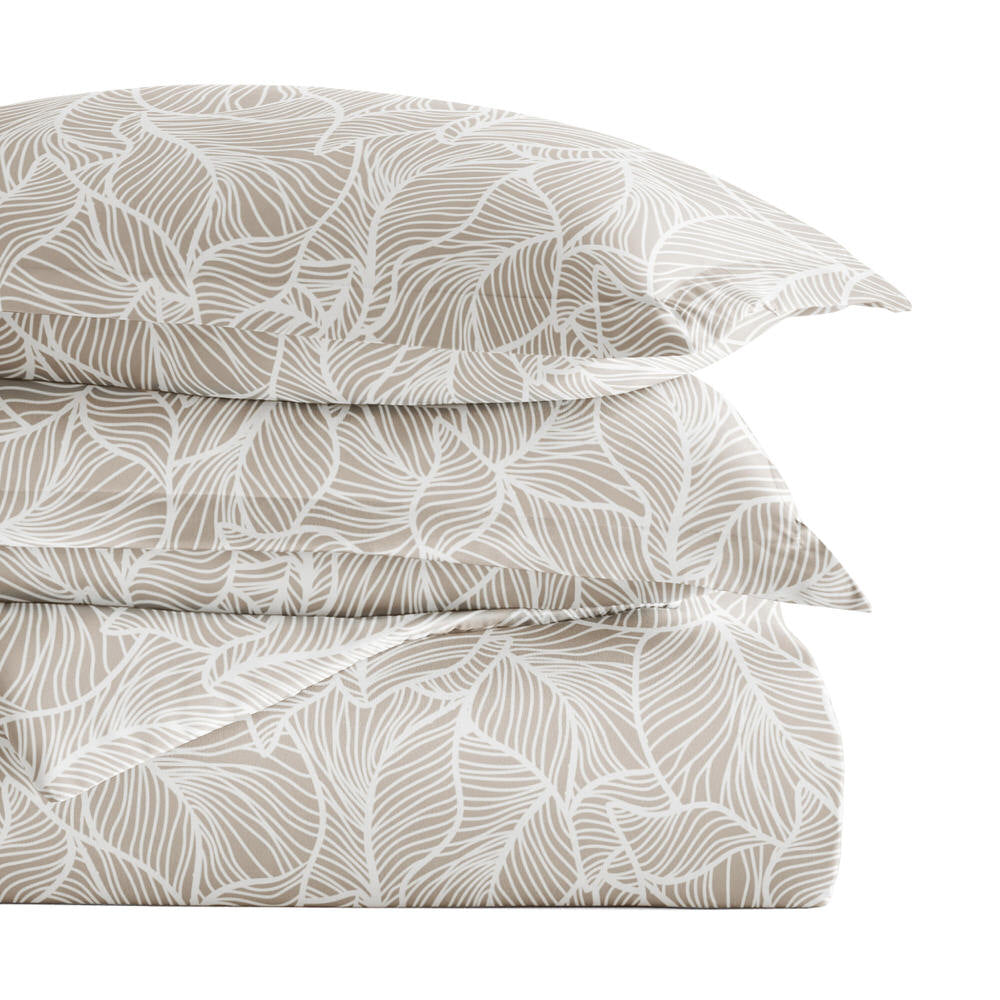 Linear Leaves Pattern 3-Piece Duvet Cover Set (Sale) - Linens And Hutch