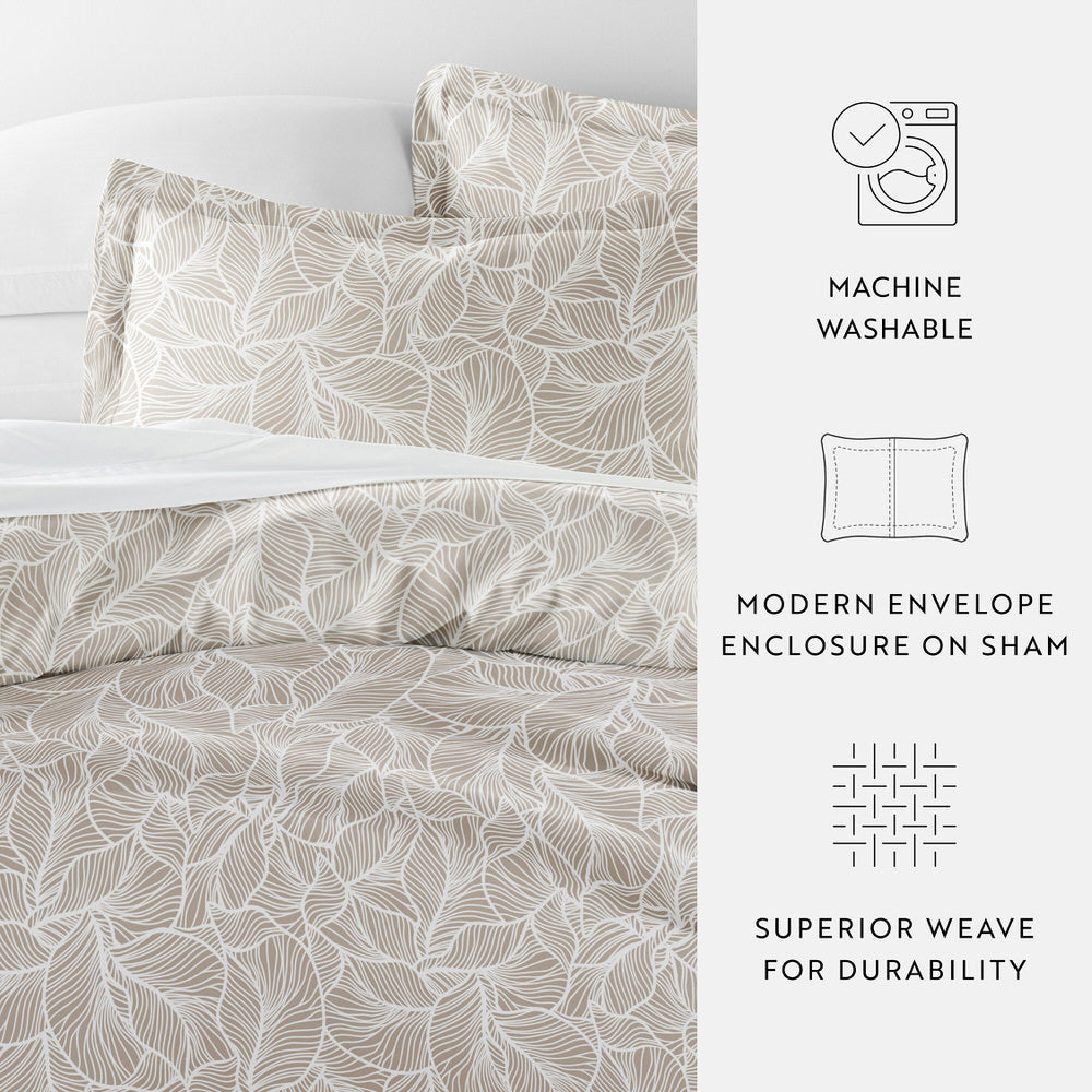 Linear Leaves Pattern 3-Piece Duvet Cover Set (Sale) - Linens And Hutch
