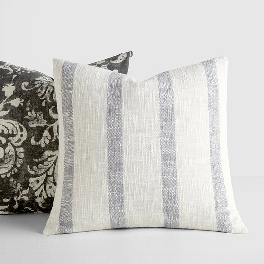 2-Pack Yarn-Dyed Awning Stripe / Distressed Floral Décor Throw Pillows (Sale) - Linens And Hutch