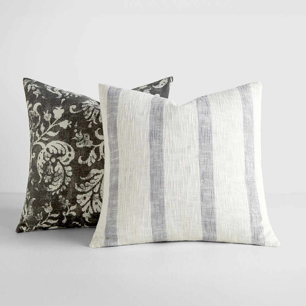 2-Pack Yarn-Dyed Awning Stripe / Distressed Floral Décor Throw Pillows (Sale) - Linens And Hutch