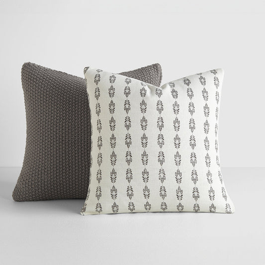 2-Pack Seed Stitch Knit With Folk Leaves Décor Throw Pillows (Sale) - Linens And Hutch