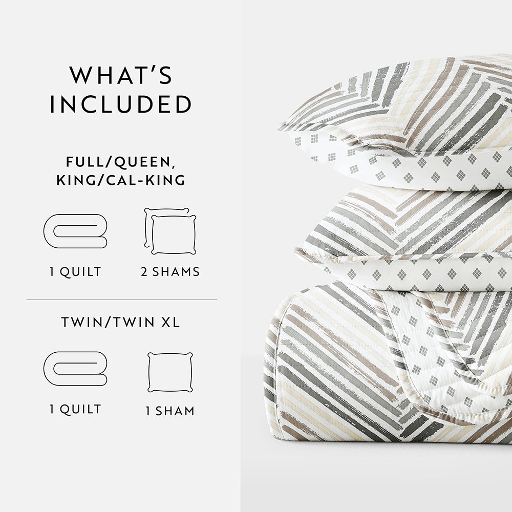 Diamond Chevron Reversible Quilted Coverlet Set (Sale) - Linens And Hutch