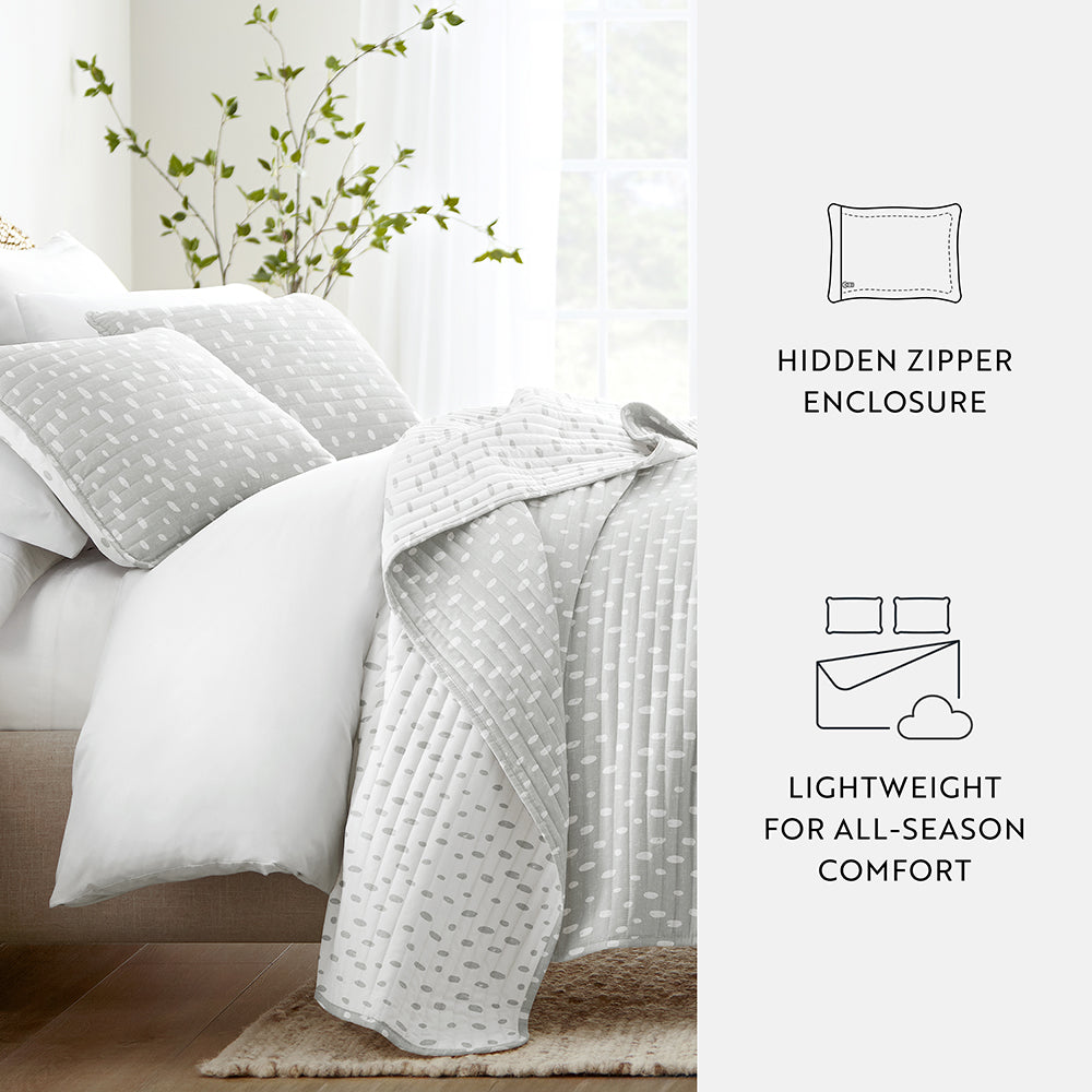 Painted Dots Reversible Quilted Coverlet Set (Sale) - Linens And Hutch