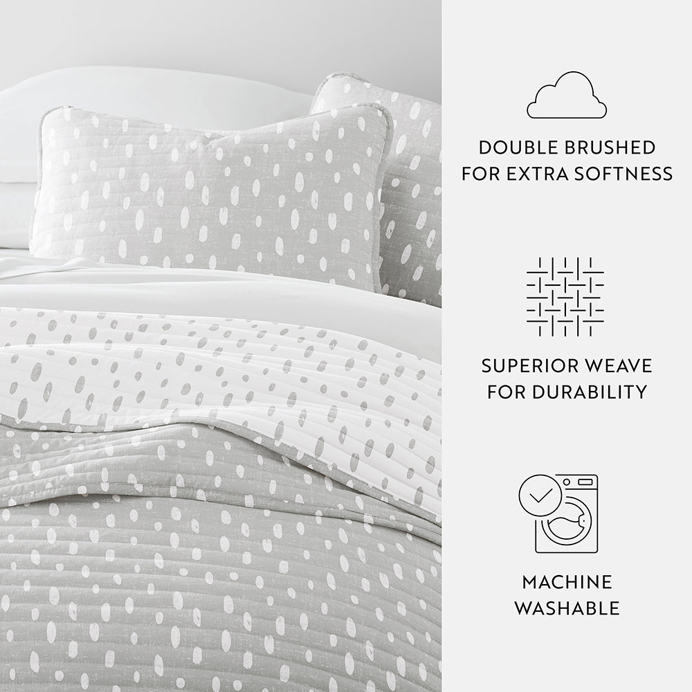 Painted Dots Reversible Quilted Coverlet Set (Sale) - Linens And Hutch