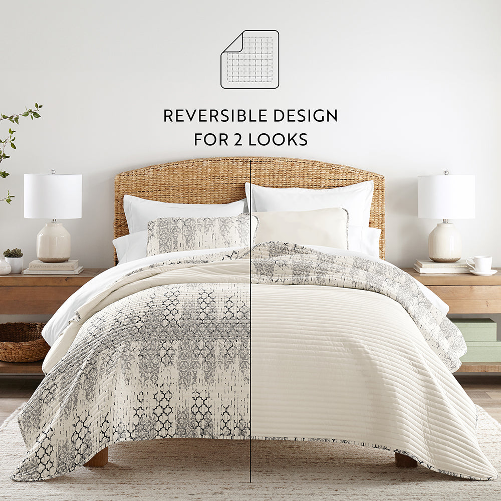 Distressed Aztec Reversible Quilted Coverlet Set (Sale) - Linens And Hutch