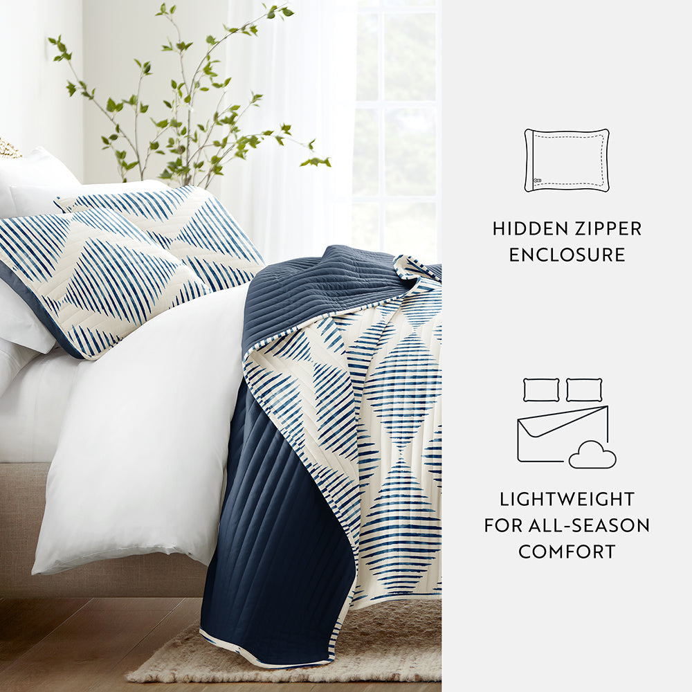 Distressed Diamond Reversible Quilted Coverlet Set - Sale - Linens And Hutch