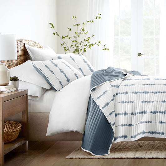 Shibori Reversible Quilted Coverlet Set - Sale - Linens And Hutch