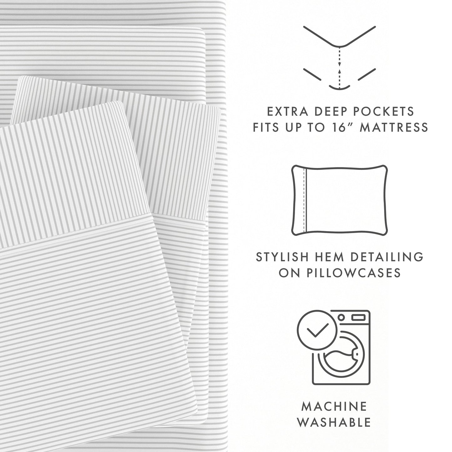 Pinstriped Pattern 4-Piece Sheet Set (Sale) - Linens And Hutch